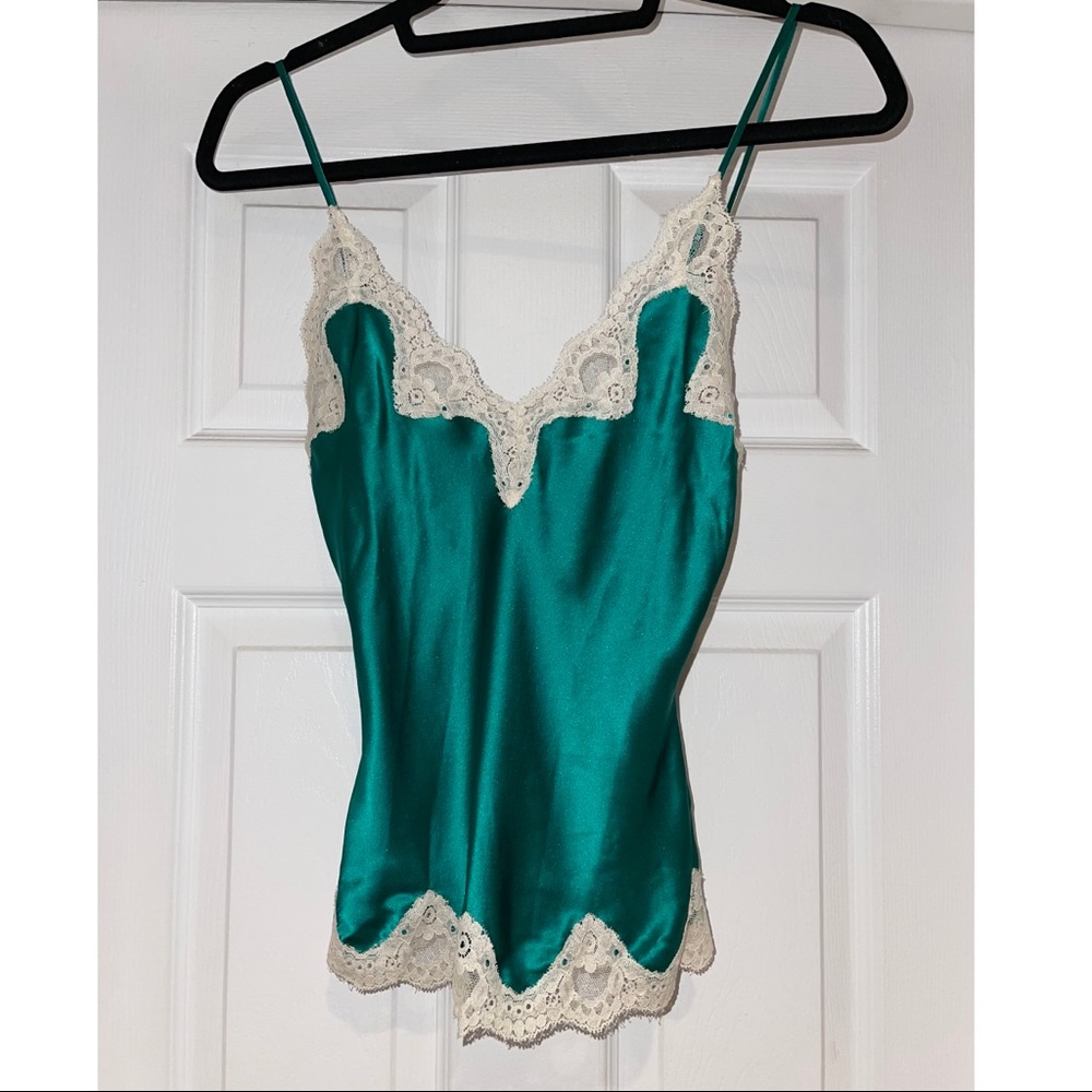 Samantha Chang Green Silk Lingerie Tank
